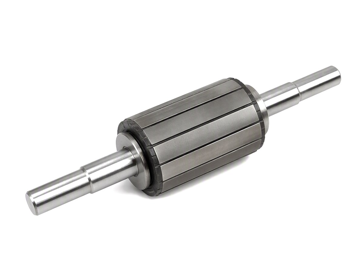 Rotor assembly with bonded arc magnets on steel shaft