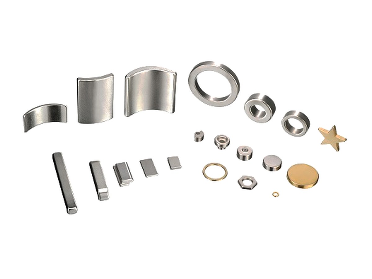Sintered NdFeB arc, block, ring and disc magnets with nickel and gold coatings